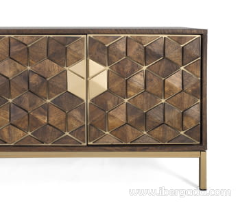 Mueble TV Hexágono Nogal/Oro (190x40x50)-6