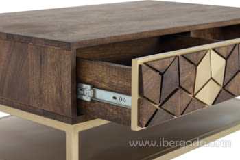 Mesa Centro Hexágono Nogal/Oro (100x60x43)-4