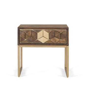 Mesita Hexágono Nogal/Oro (51x60x49)