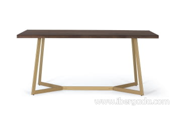 Mesa Comedor Hexágono Nogal/Oro (170x90x76)