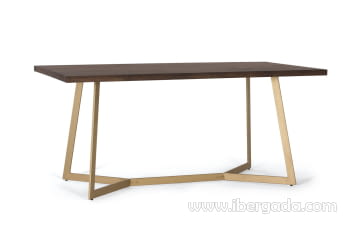 Mesa Comedor Hexágono Nogal/Oro (170x90x76)-3