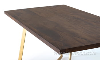Mesa Comedor Hexágono Nogal/Oro (170x90x76)-5