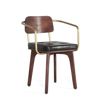 Silla Hexágono Nogal/Oro (55x50x79)