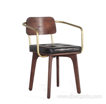 Silla Hexágono Nogal/Oro (55x50x79)
