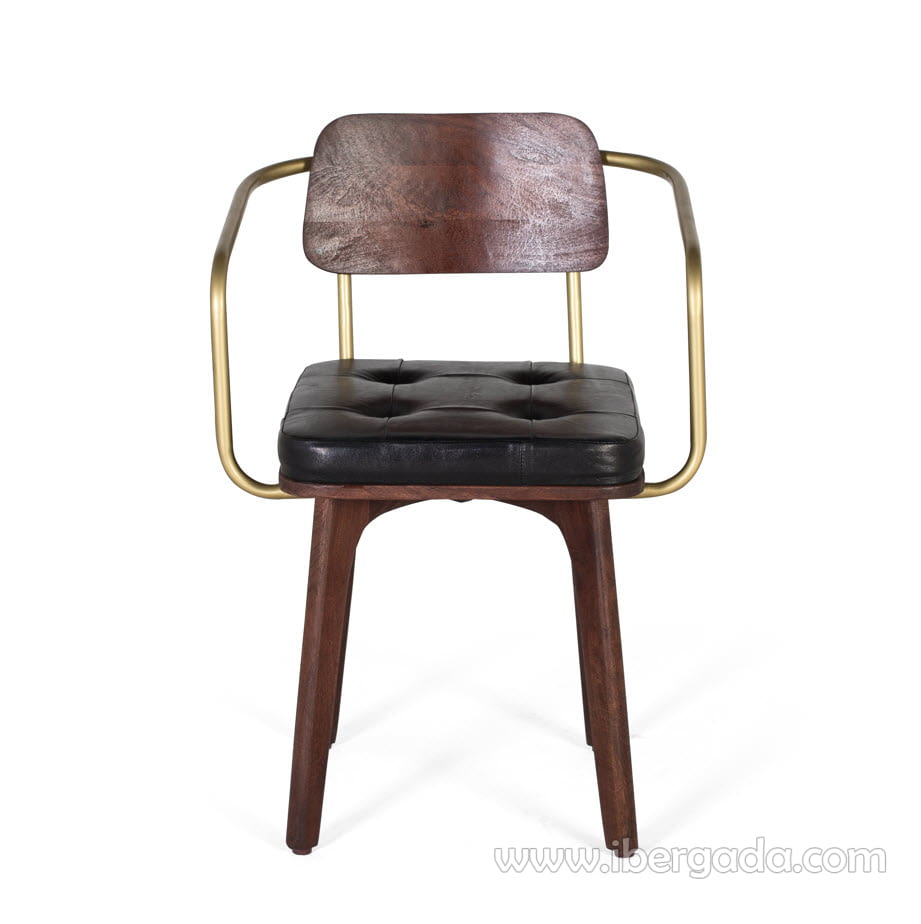 Silla Hexágono Nogal/Oro (55x50x79)-2