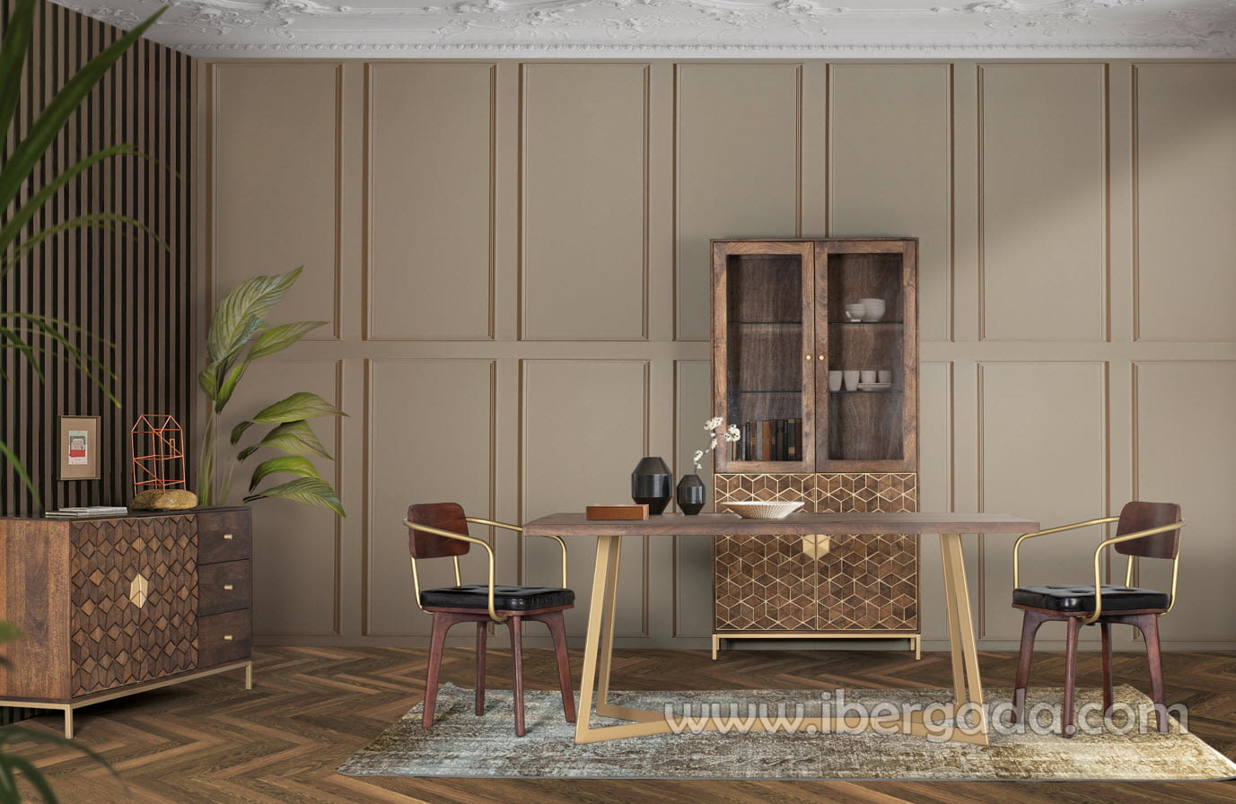 Silla Hexágono Nogal/Oro (55x50x79)-3