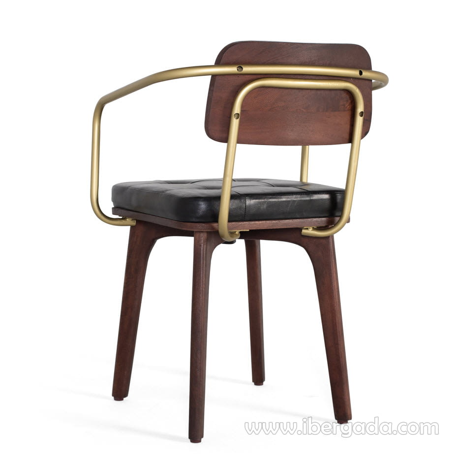 Silla Hexágono Nogal/Oro (55x50x79)-6