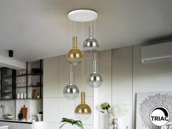 Lampara Matices Blanco/Smoke Oro 5L (55x55)