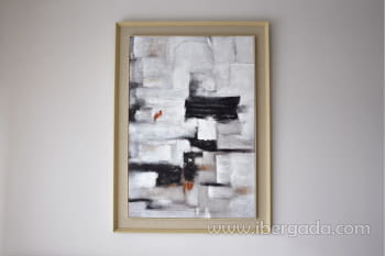 Cuadro Abstracto Textura I Blanco Marco Lino (110x150)