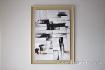 Cuadro Abstracto Textura II Blanco Marco Lino (110x150)