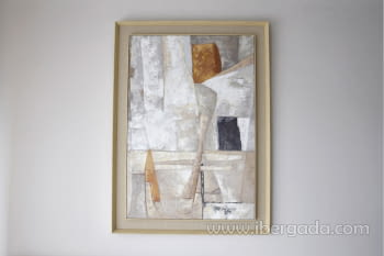 Cuadro Abstracto Textura I Ocres Marco Lino (110x150)