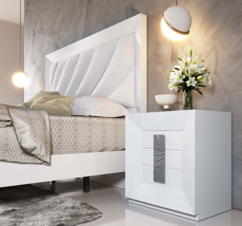 Mesita MX61 3 Cajones Blanca/Plata (55x40X64)