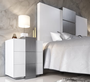 Mesita MX64 3 Cajones Blanca/Plata (55x40X64)