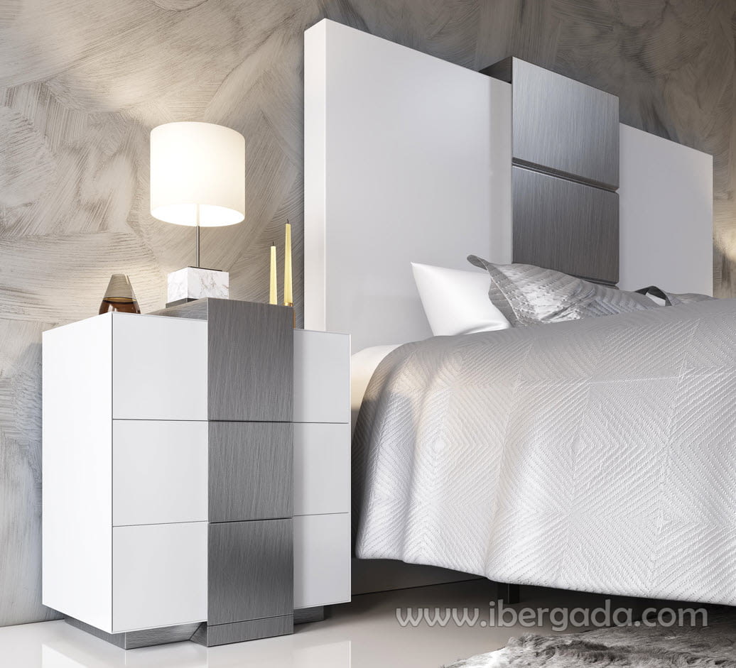 Mesita MX64 3 Cajones Blanca/Plata (55x40X64)-1