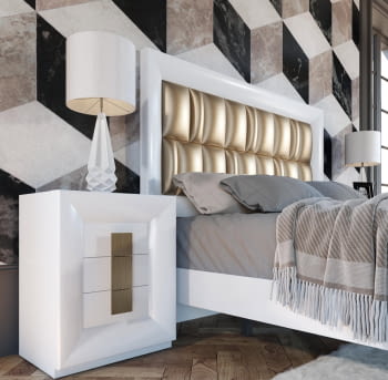Mesita MX69 3 Cajones Blanca/Oro (55x40X64)