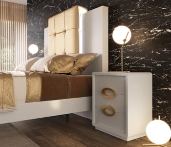 Mesita MX71 3 Cajones Blanca/Oro (55x40X67)