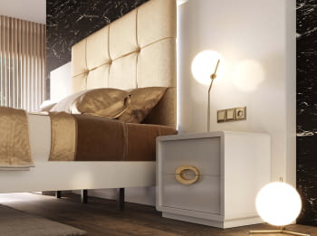 Mesita MX72 2 Cajones Blanca/Oro (60x40X44)