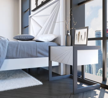 Mesita MX75 1 Cajón Blanca/Antracita (64x44X54,5)