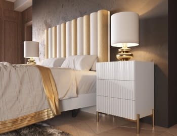 Mesita MX81 3 Cajones Blanca/Oro (55x40X75)