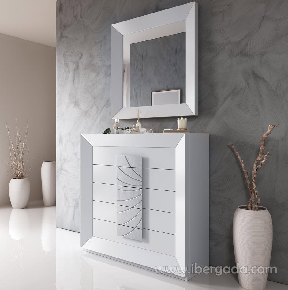Comoda MX61 5 Cajones Blanca/Plata (120x40X117)-1