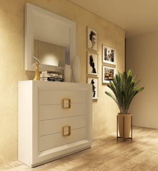 Comoda MX62 5 Cajones Crema/Oro (120x40X117)