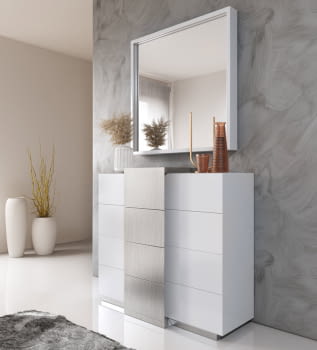 Comoda MX64 4 Cajones Blanca/Plata (120x40X104)