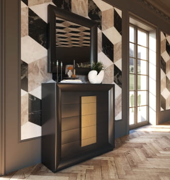 Comoda MX70 5 Cajones Negra/Oro (120x40X117)