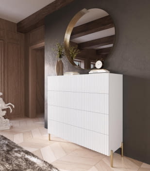 Comoda MX81 4 Cajones Blanca/Oro (124x40X115)