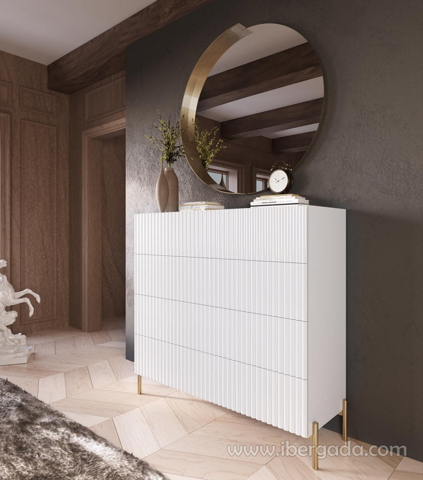 Comoda MX81 4 Cajones Blanca/Oro (124x40X115)-1