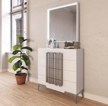 Comoda MX82 4 Cajones Blanca/Plata (120x40X120)