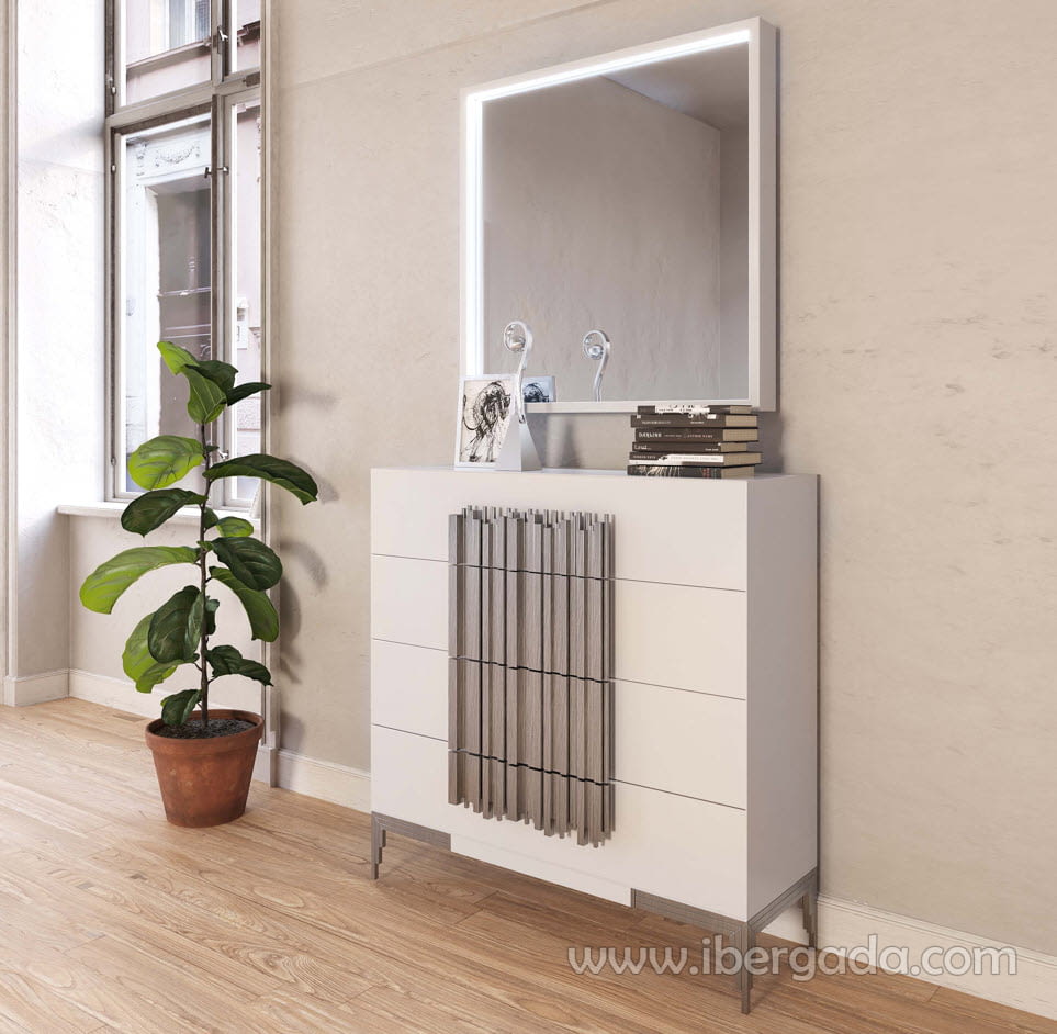 Comoda MX82 4 Cajones Blanca/Plata (120x40X120)-1