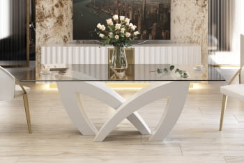 Mesa de Comedor Mauro Blanca/Cristal