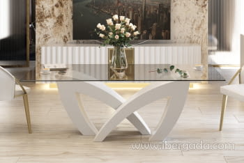 Mesa de Comedor Mauro Blanca/Cristal