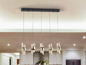 Lampara Iliada Negro/Oro 5L (96x9)