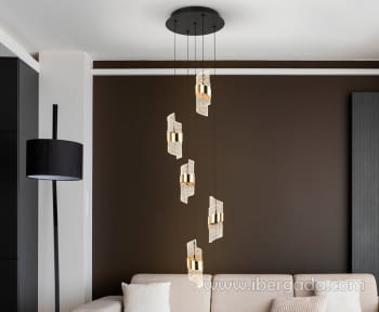 Lampara Iliada Negro/Oro 5L (30x30)