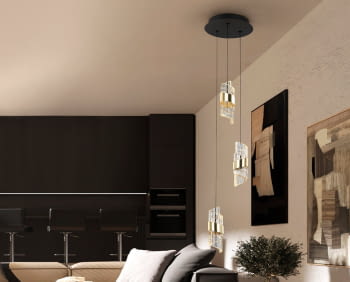 Lampara Iliada Negro/Oro 3L (25x25)
