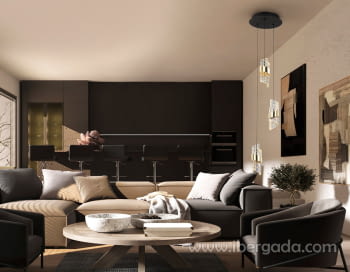 Lampara Iliada Negro/Oro 3L (25x25)-2