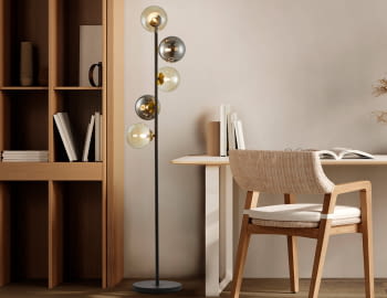 Lampara de pie Inoa Negro/Smoke/Ambar (159x34)
