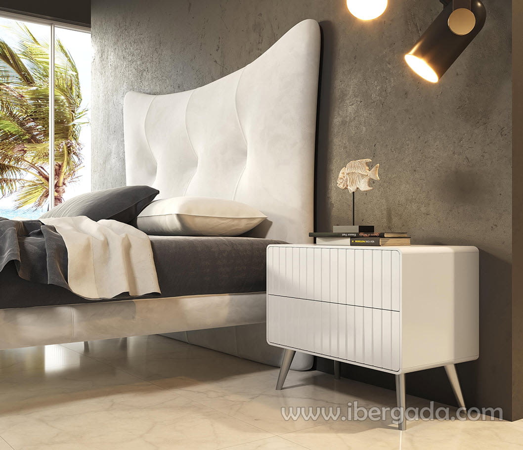 Mesita BD11 2 Cajones Blanca/Plata (60x40X58)-1