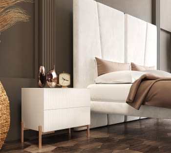 Mesita BD12 2 Cajones Blanca/Cobre (60x40X55)