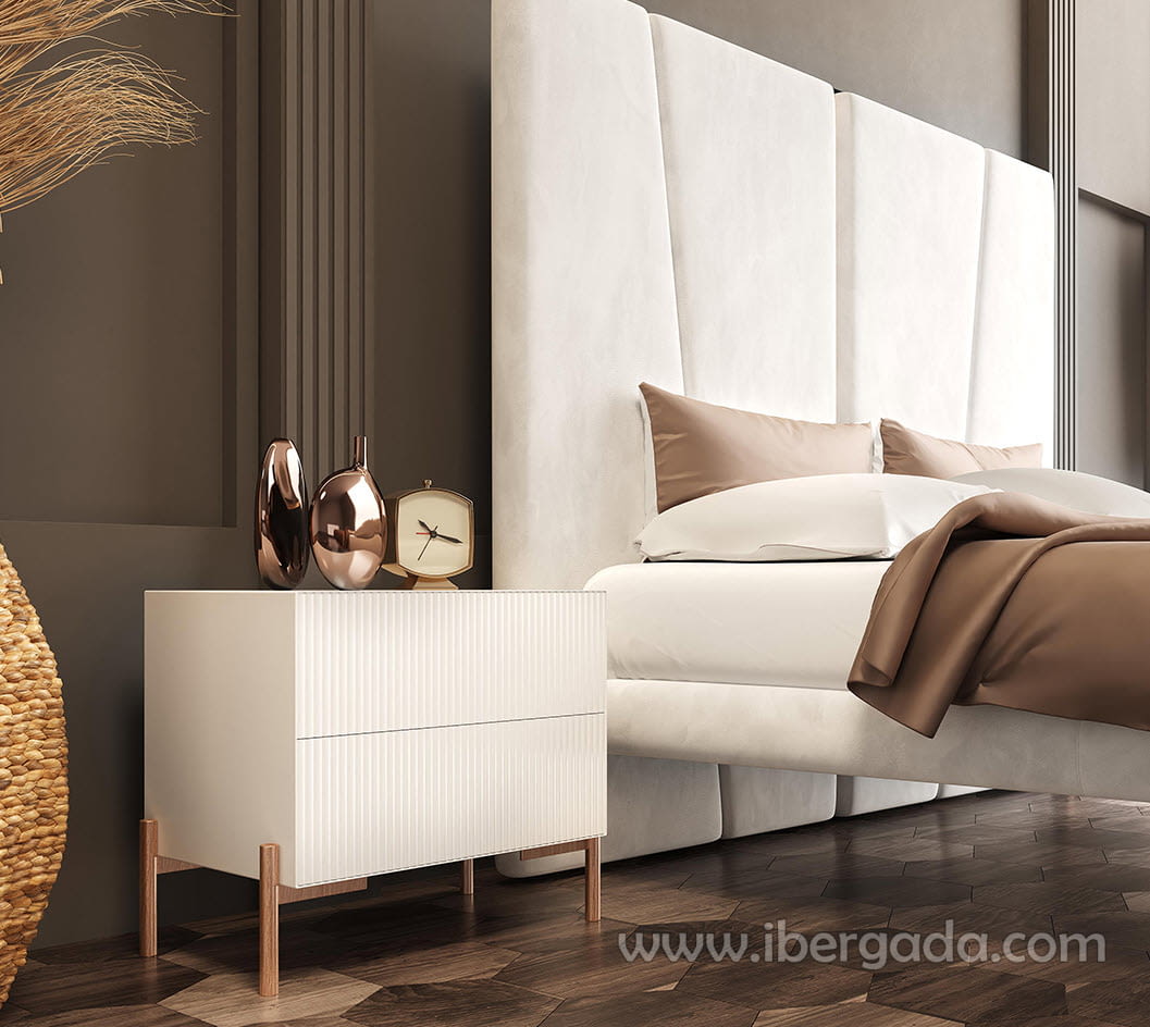 Mesita BD12 2 Cajones Blanca/Cobre (60x40X55)-1