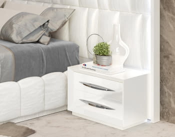 Mesita BD14 2 Cajones Blanco/Cromo (60x40X44)