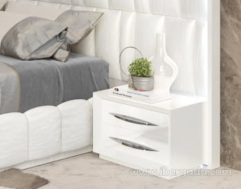 Mesita BD14 2 Cajones Blanco/Cromo (60x40X44)