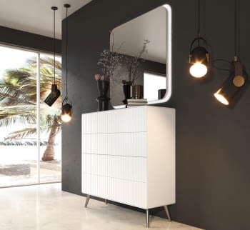 Comoda BD11 4 Cajones Blanca/Plata (120x40X118)
