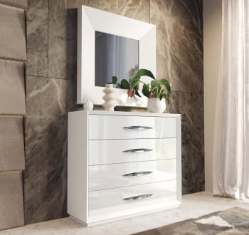 Comoda BD14 4 Cajones Blanco/Cromo (120x40X104)