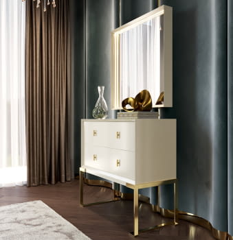 Comoda BD18 2 Cajones Blanca/Oro (120x40X90)