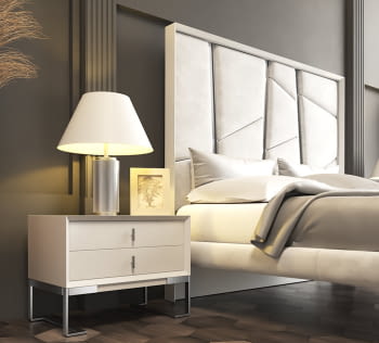 Mesita BD19 2 Cajones Blanca/Plata (60x40X60)