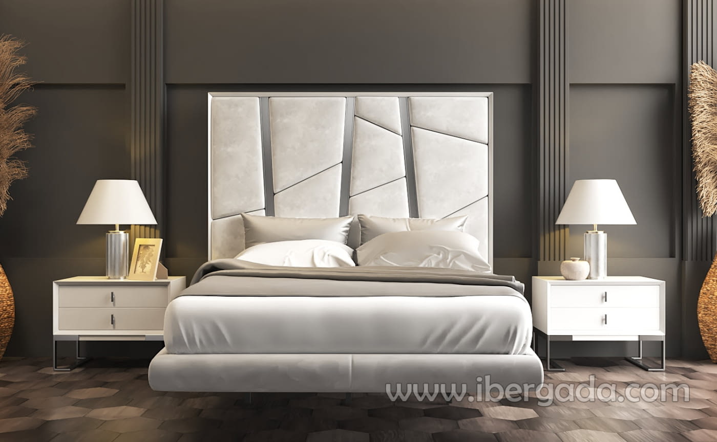 Mesita BD19 2 Cajones Blanca/Plata (60x40X60)-2