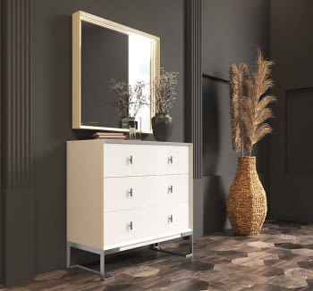 Comoda BD19 3 Cajones Blanca/Plata (120x40X95)