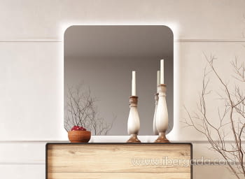 Espejo Cuadrado Lacado luz LED (100x100)
